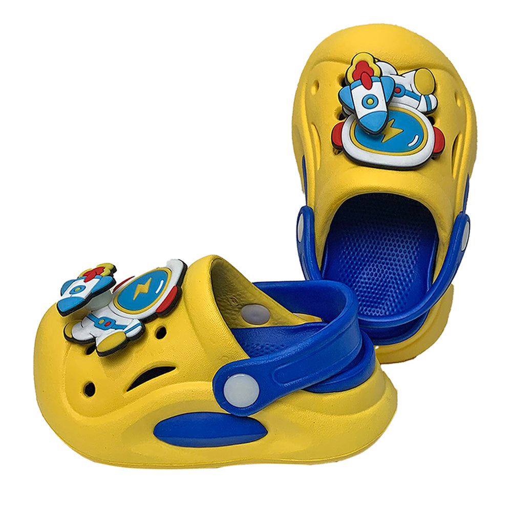 Little Surpise Box Yellow spinning rocket Slip on Clogs, Summer/Monsoon all season Footwear for Toddlers & Kids