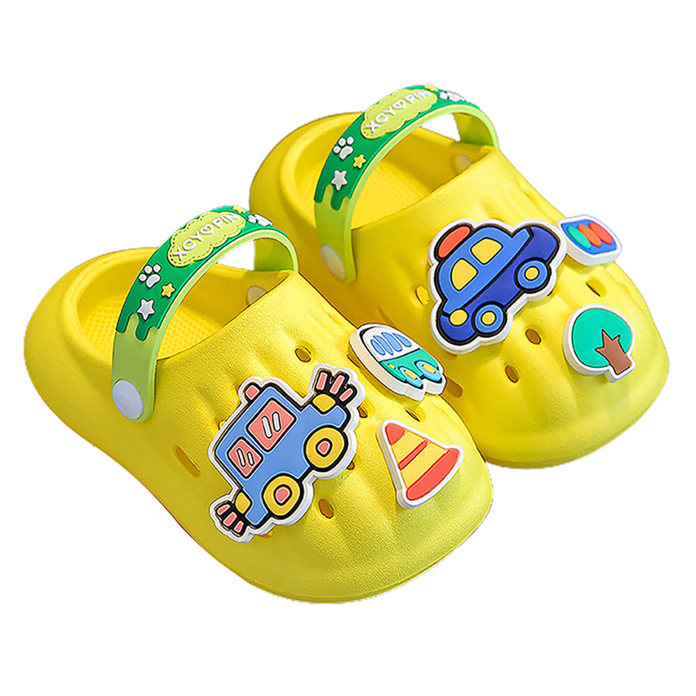 Little Surpise Box Yellow Transport theme Slip on Clogs, Summer/Monsoon all season Footwear for Toddlers & Kids