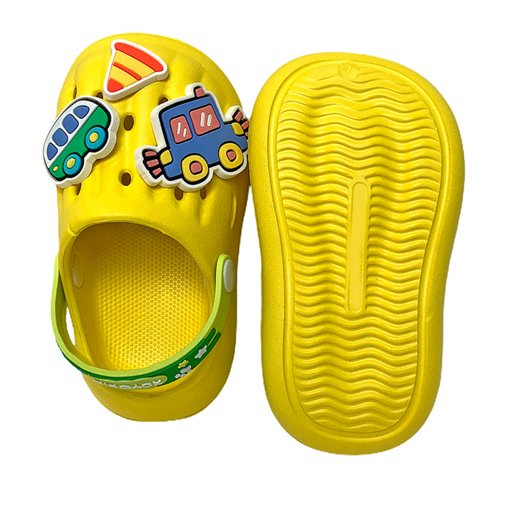 Little Surpise Box Yellow Transport theme Slip on Clogs, Summer/Monsoon all season Footwear for Toddlers & Kids