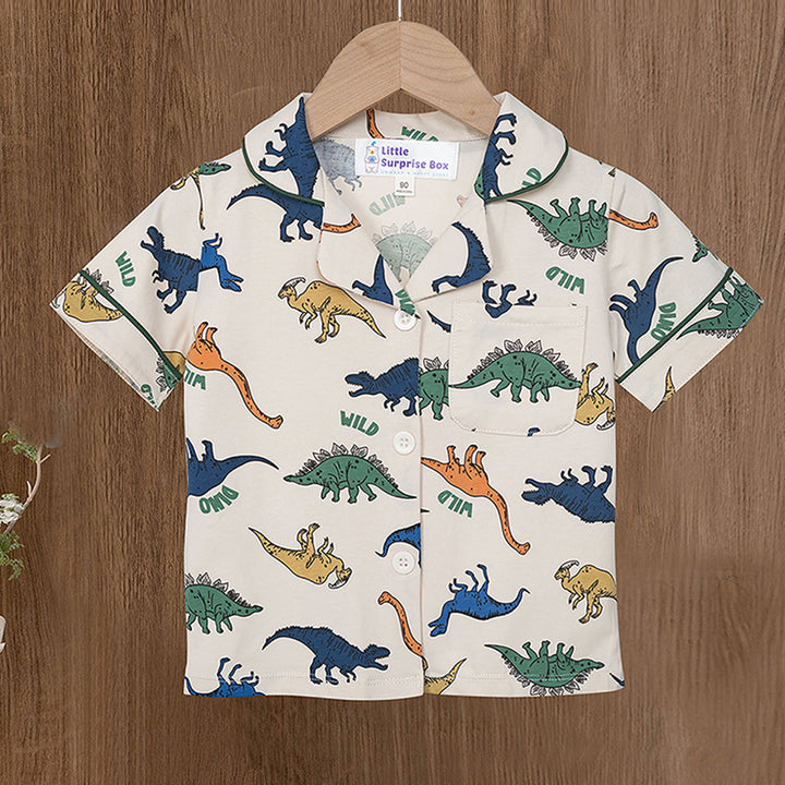 Little Surprise Box all Over Dino print soft Cotton Kids Nightsuit