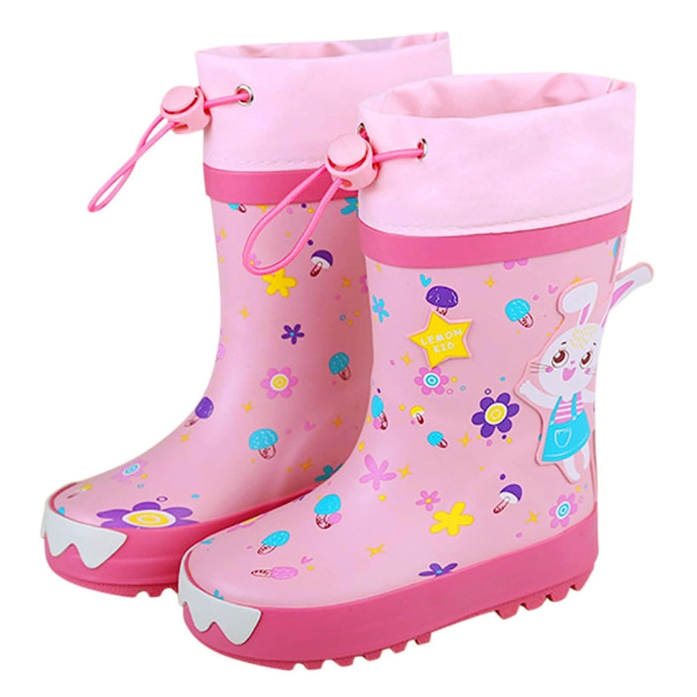 Baby Pink Rabbit Theme Flexible Rubber Rain Gumboots for Kids