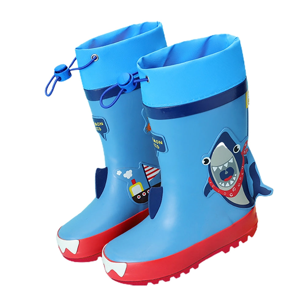 Blue Shark Theme Flexible Rubber Rain Gumboots for Kids