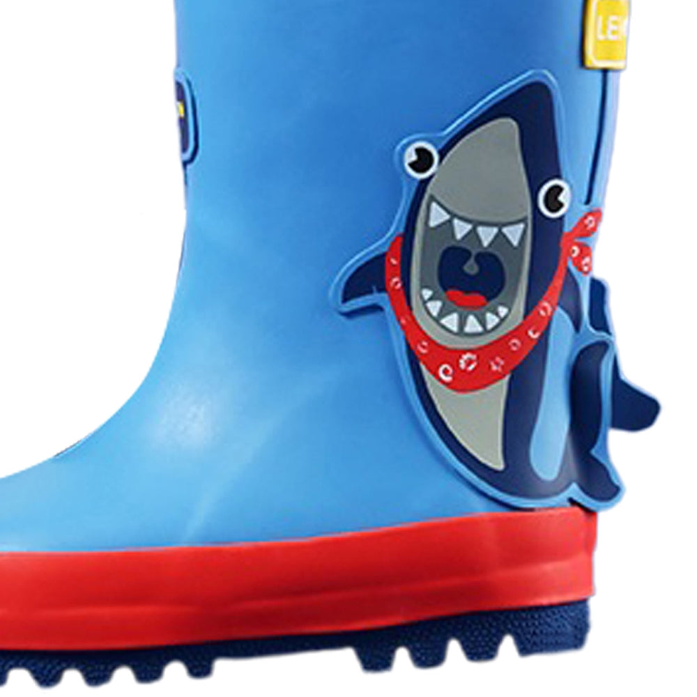 Blue Shark Theme Flexible Rubber Rain Gumboots for Kids