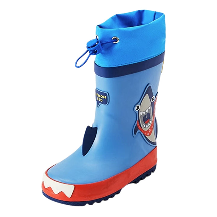 Blue Shark Theme Flexible Rubber Rain Gumboots for Kids