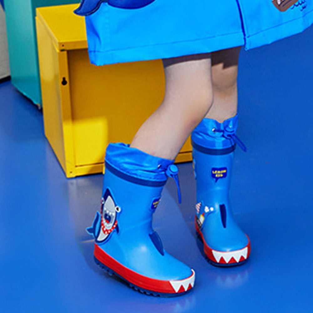 Blue Shark Theme Flexible Rubber Rain Gumboots for Kids