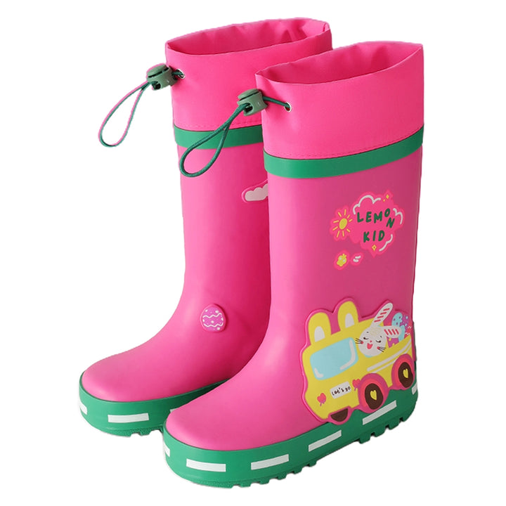 Little Surprise Box Ms. Rock & Roll Bunny Flexible Rubber Rain Gumboots for Kids Fuchsia Pink