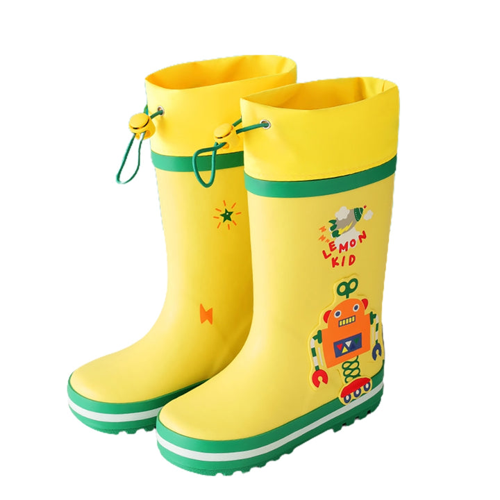 Little Surprise Box Mr. Cobotic Waterproof Flexible Rubber Rain Gumboots for Kids Bright Yellow