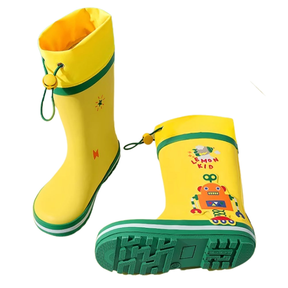 Little Surprise Box Mr. Cobotic Waterproof Flexible Rubber Rain Gumboots for Kids Bright Yellow