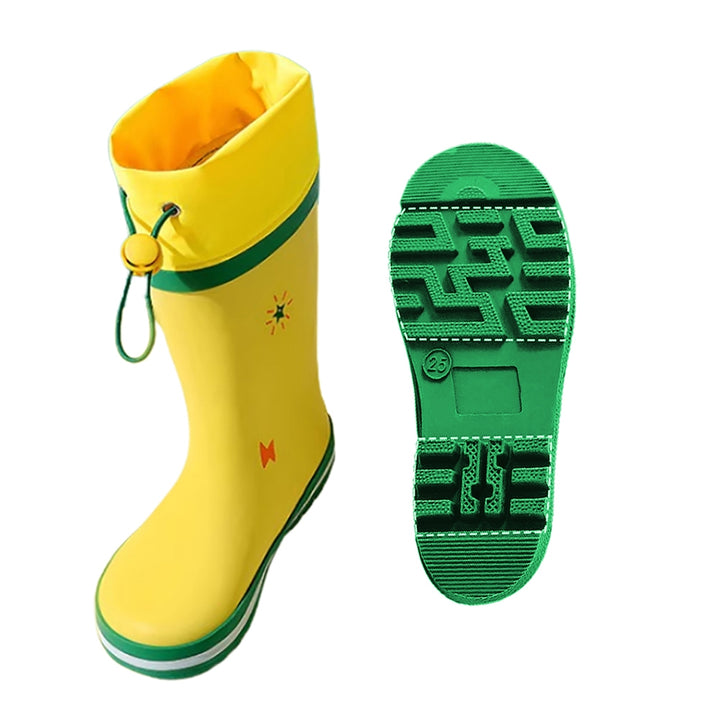 Little Surprise Box Mr. Cobotic Waterproof Flexible Rubber Rain Gumboots for Kids Bright Yellow