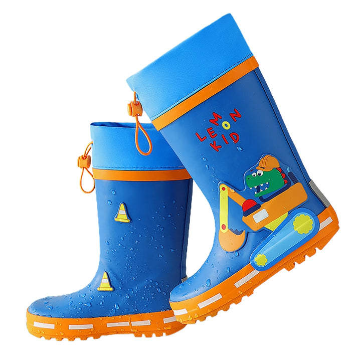 Little Surprise Box Mr. Dino Dig Tripper Flexible Rubber Rain Gumboots for Kids Cobalt Blue