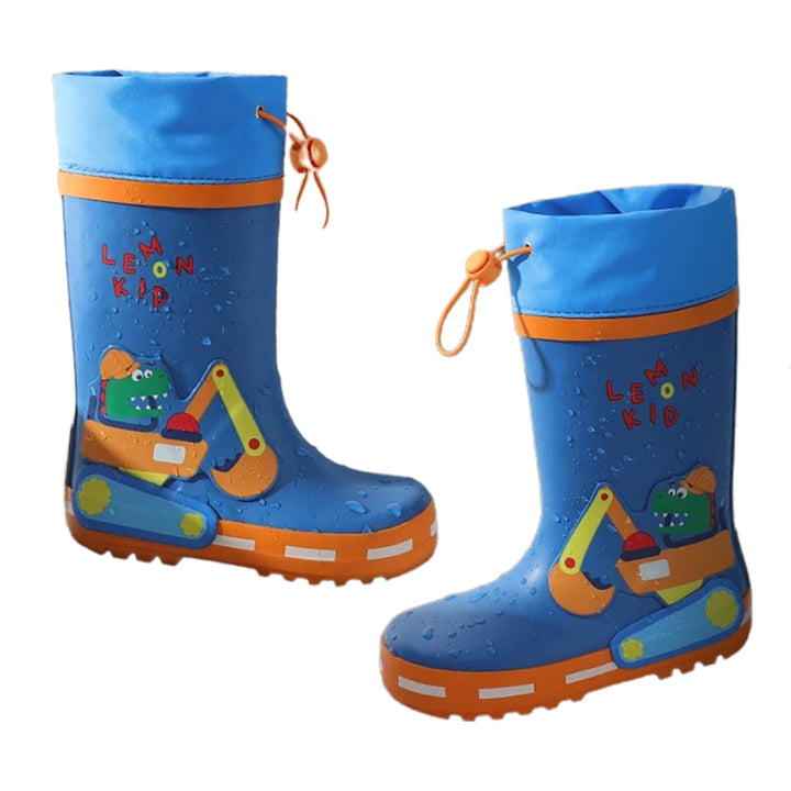 Little Surprise Box Mr. Dino Dig Tripper Flexible Rubber Rain Gumboots for Kids Cobalt Blue