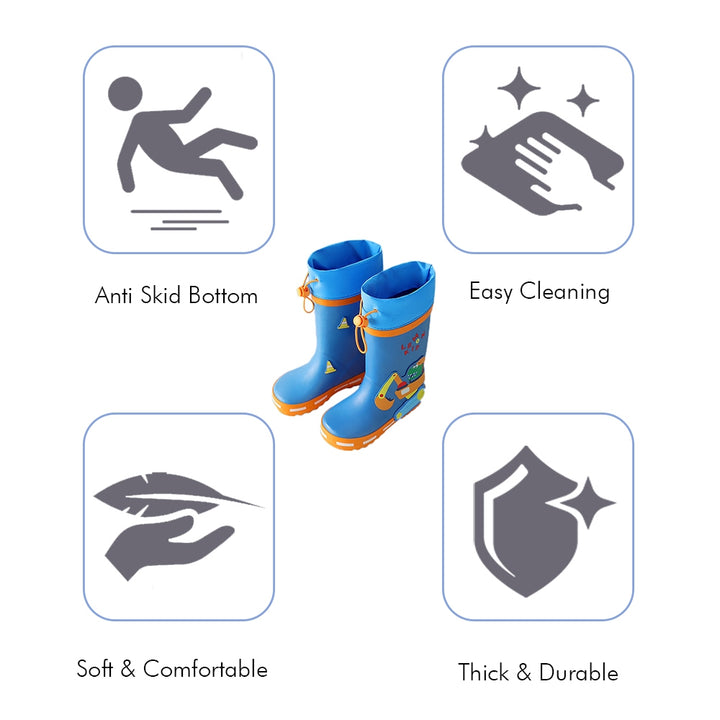 Little Surprise Box Mr. Dino Dig Tripper Flexible Rubber Rain Gumboots for Kids Cobalt Blue