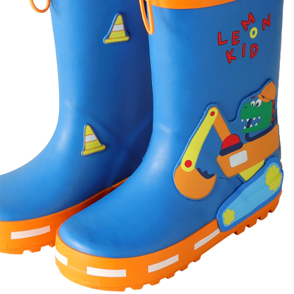 Little Surprise Box Mr. Dino Dig Tripper Flexible Rubber Rain Gumboots for Kids Cobalt Blue