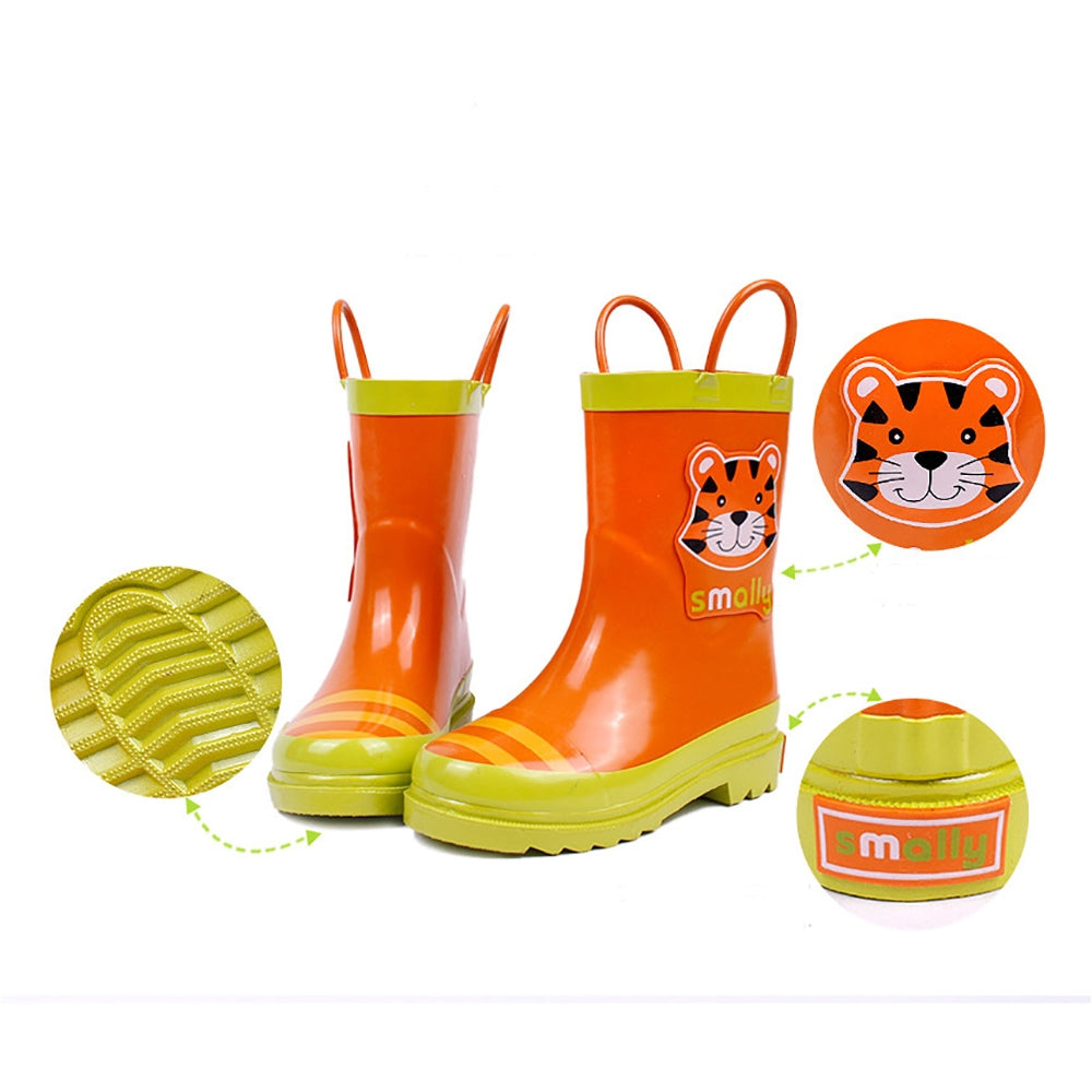 Little Surprise Box Orange Sheru Flexible Rubber Rain Gumboots for Toddlers and Kids