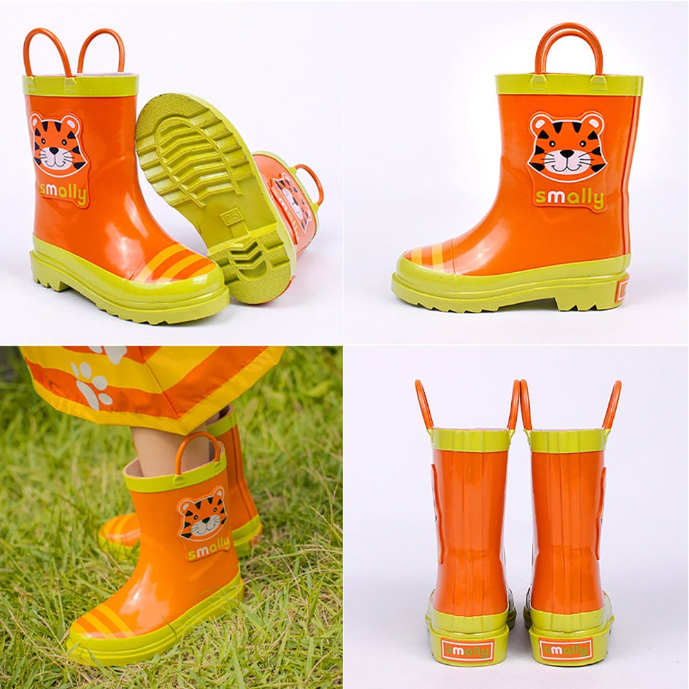 Little Surprise Box Orange Sheru Flexible Rubber Rain Gumboots for Toddlers and Kids