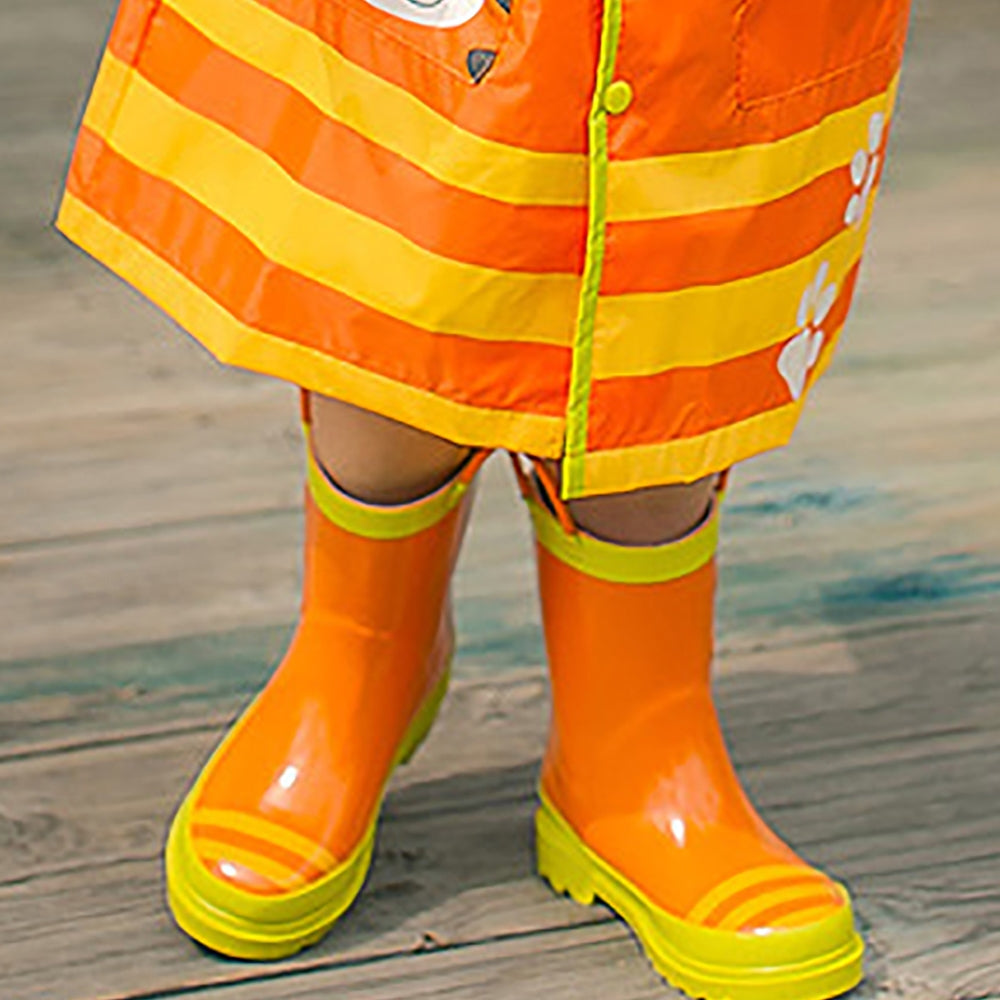 Little Surprise Box Orange Sheru Flexible Rubber Rain Gumboots for Toddlers and Kids