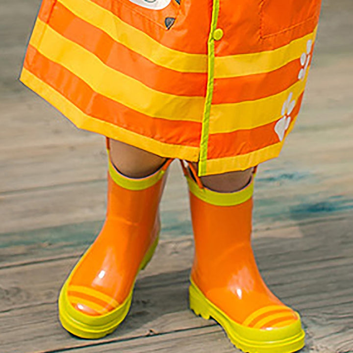 Little Surprise Box Orange Sheru Flexible Rubber Rain Gumboots for Toddlers and Kids