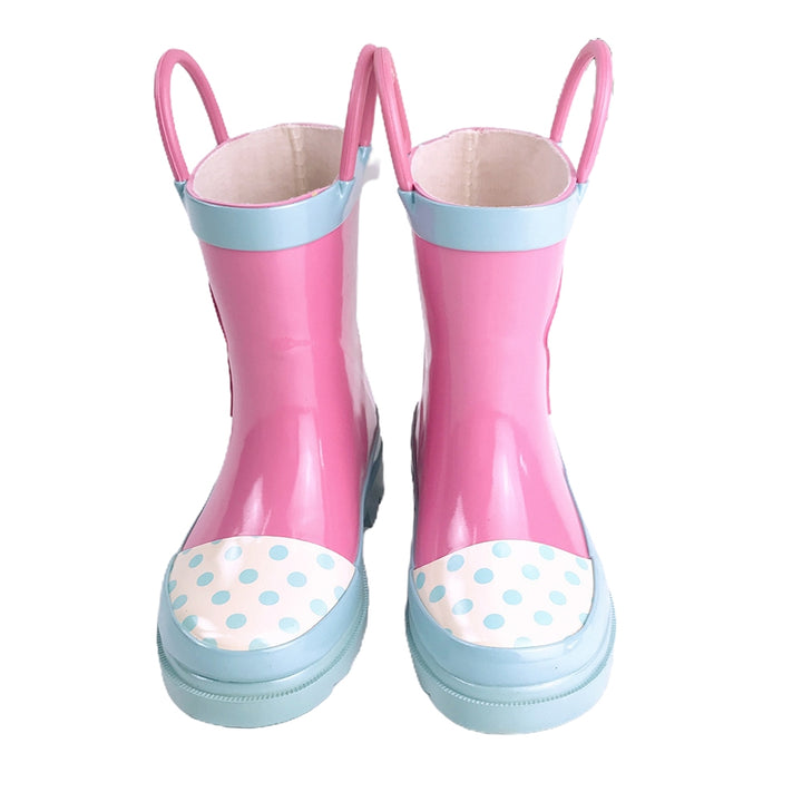 Little Surprise Box Pink Monkey Flexible Rubber Rain Gumboots for Toddlers and Kids