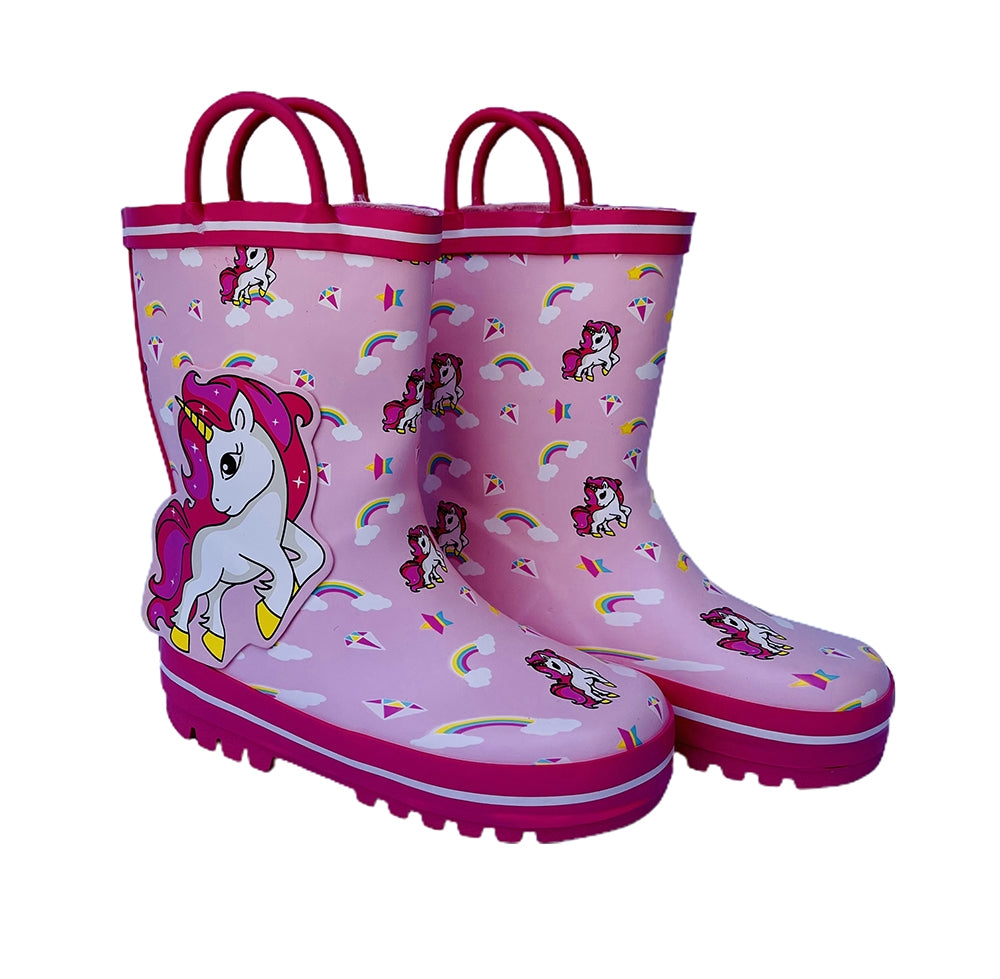 Ms. Gracy Unicorn Waterproof Flexible Rubber Rain Gumboots for Kids,Pink