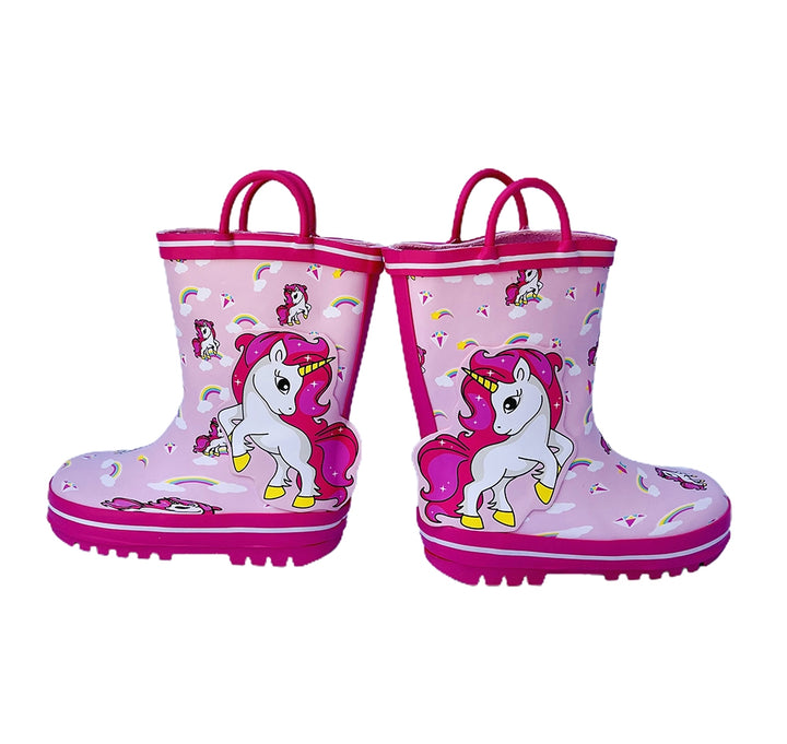 Ms. Gracy Unicorn Waterproof Flexible Rubber Rain Gumboots for Kids,Pink