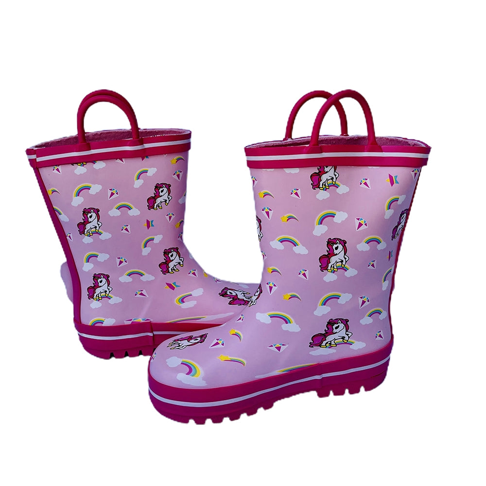 Ms. Gracy Unicorn Waterproof Flexible Rubber Rain Gumboots for Kids,Pink