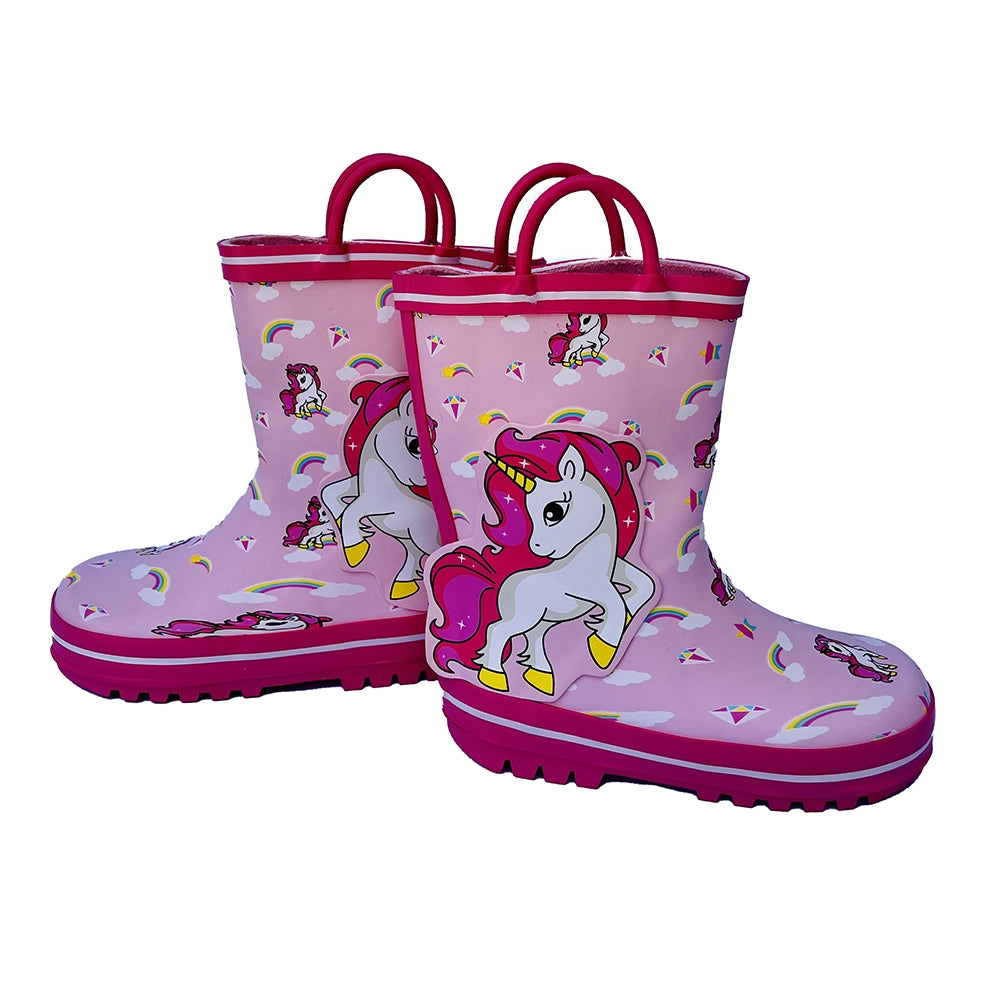 Ms. Gracy Unicorn Waterproof Flexible Rubber Rain Gumboots for Kids,Pink