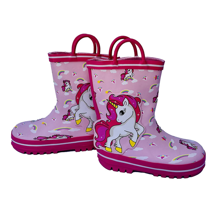 Ms. Gracy Unicorn Waterproof Flexible Rubber Rain Gumboots for Kids,Pink