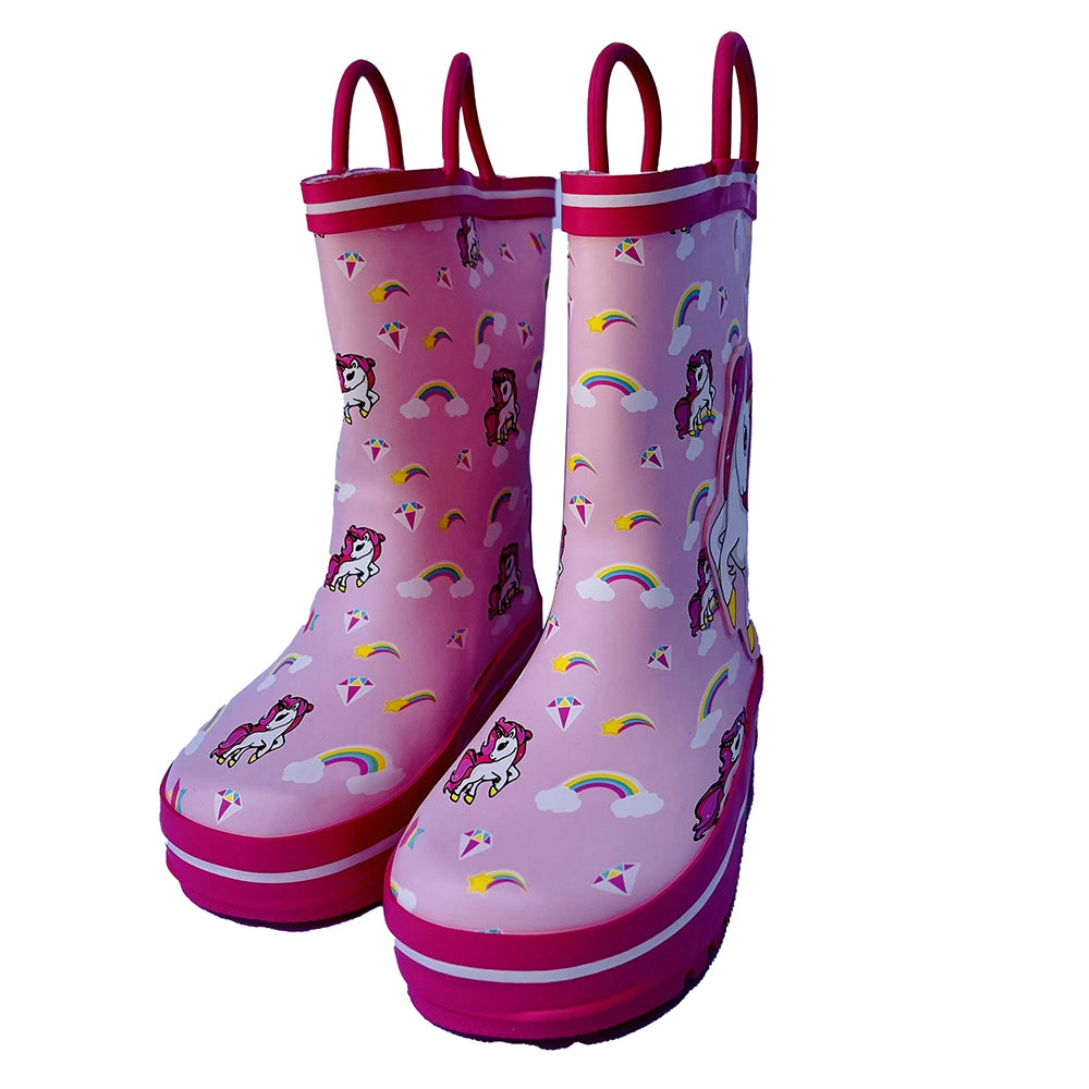 Ms. Gracy Unicorn Waterproof Flexible Rubber Rain Gumboots for Kids,Pink