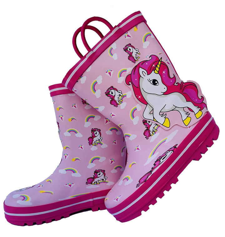 Ms. Gracy Unicorn Waterproof Flexible Rubber Rain Gumboots for Kids,Pink