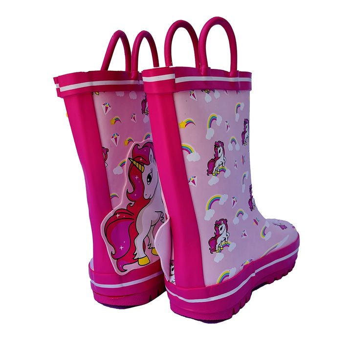 Ms. Gracy Unicorn Waterproof Flexible Rubber Rain Gumboots for Kids,Pink