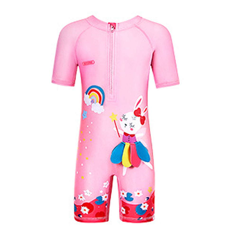 3D Pink Rabbit Fairy Print Swimwear for Kids & Toddlers with UPF 50+