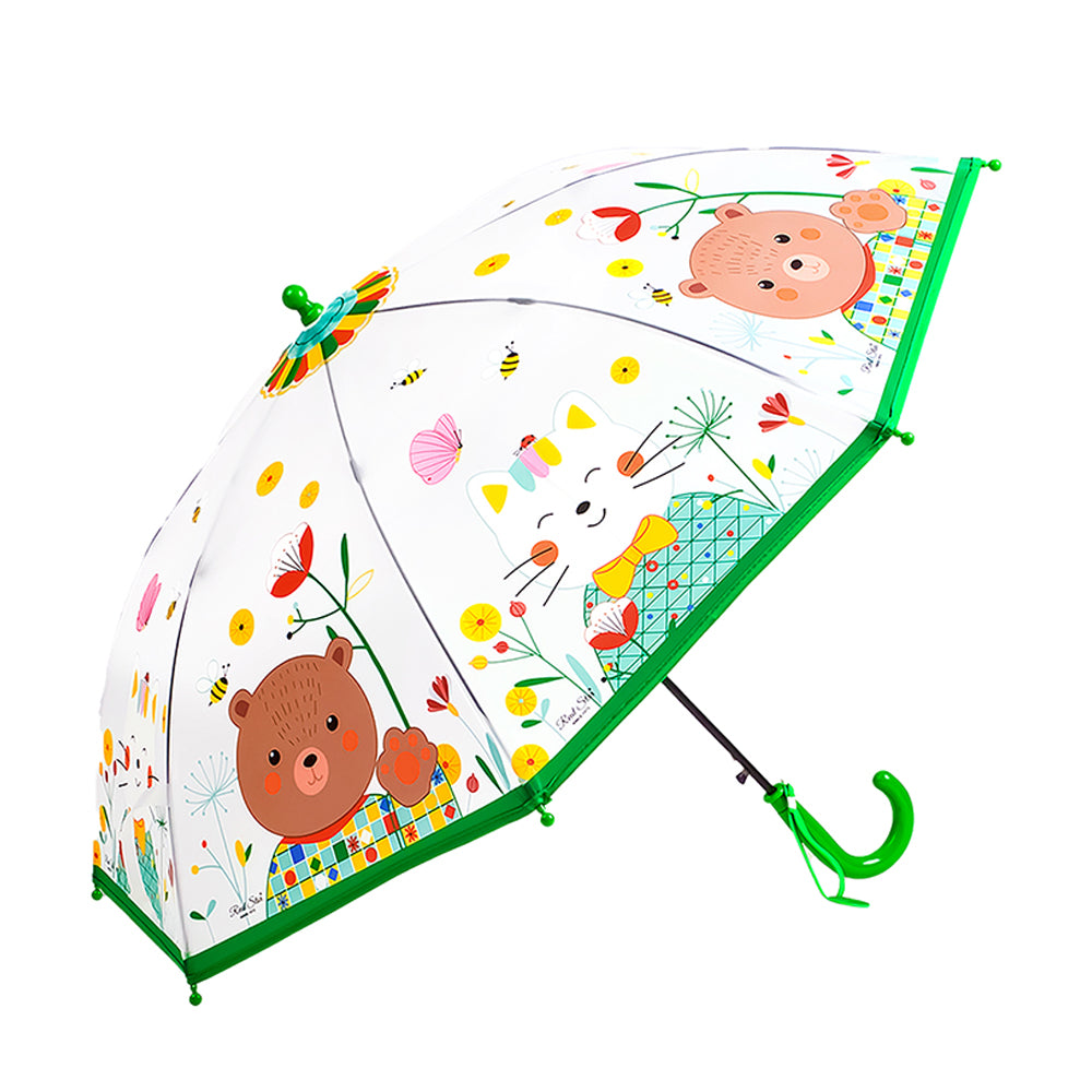 Little Surprise Box Mr.Bowtie Bunny Transparent Style Green Umbrella for Kids