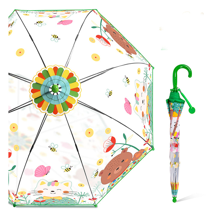 Little Surprise Box Mr.Bowtie Bunny Transparent Style Green Umbrella for Kids