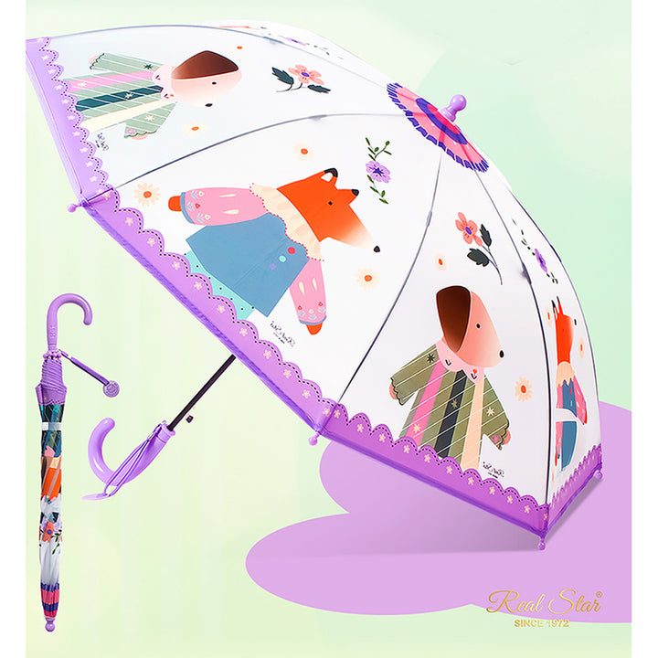 Little Surprise Box Ms.Foxy Transparent Style Purple Umbrella for Kids