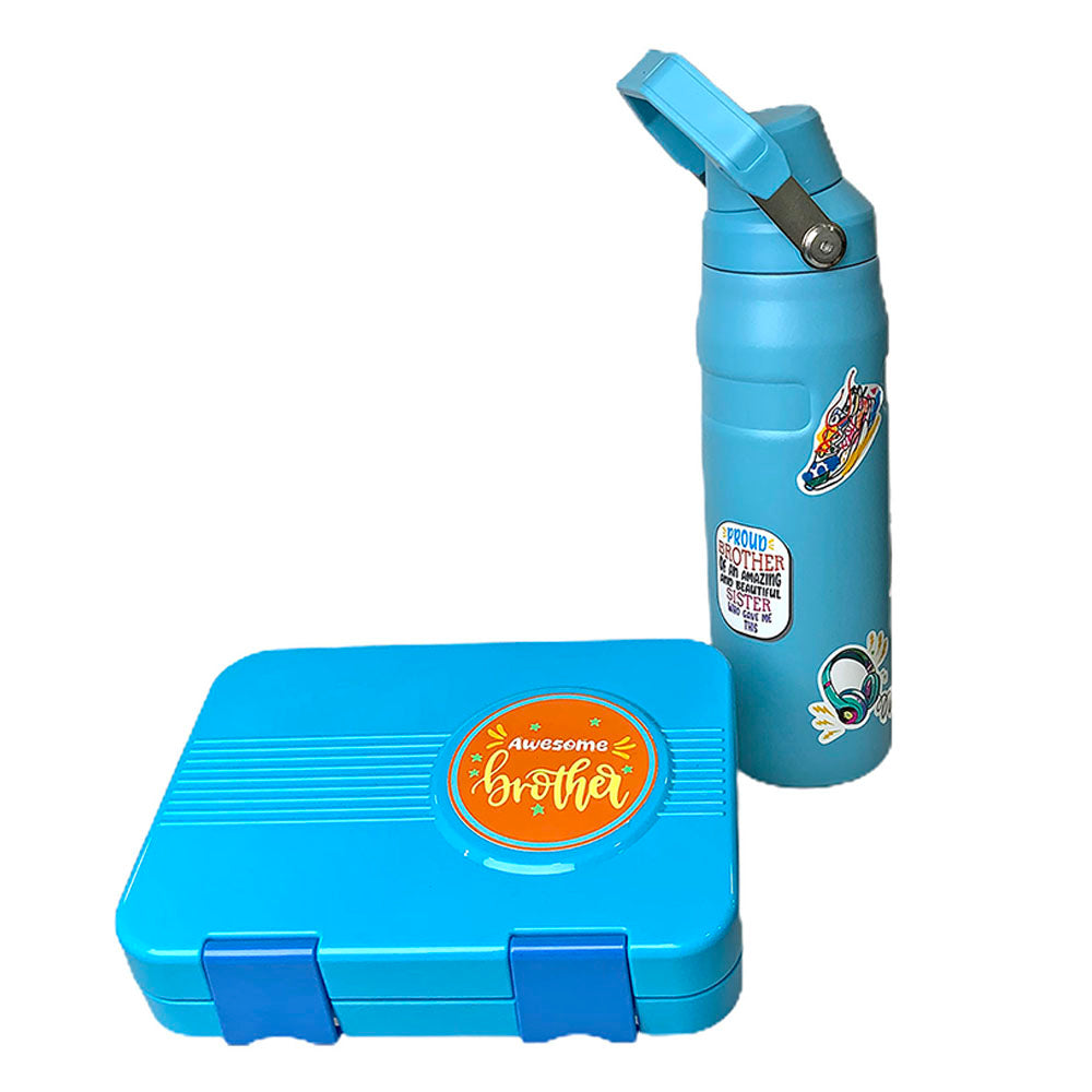 Little Surprise Box Blue Bento Box & Water Bottle Combo Rakhi Gift for Brother