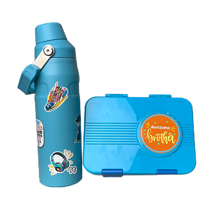 Little Surprise Box Blue Bento Box & Water Bottle Combo Rakhi Gift for Brother