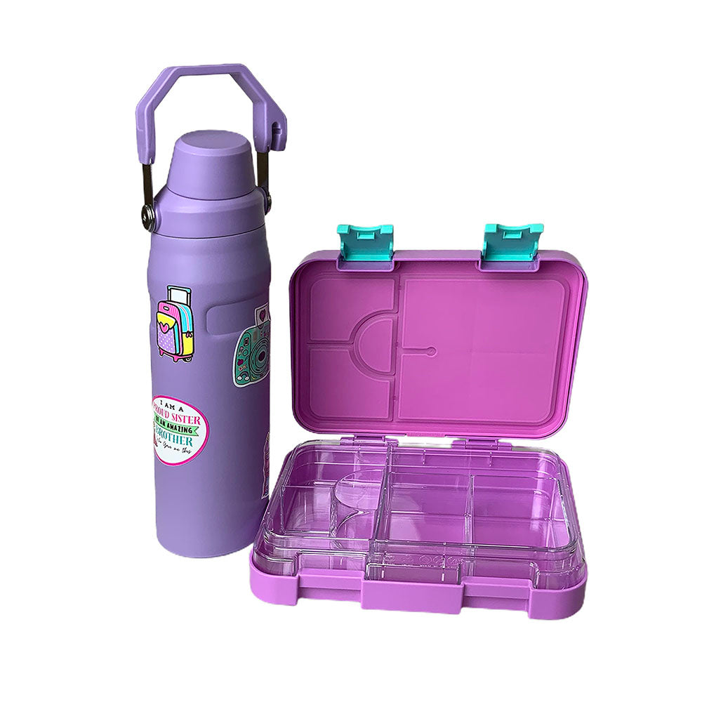 Little Surprise Box Purple Bento Box & Water Bottle Combo Rakhi Gift for Sister