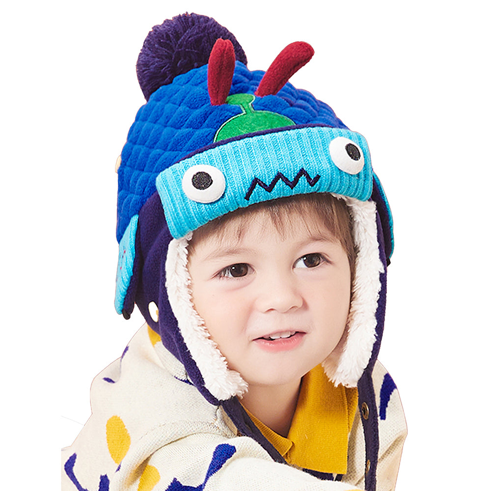 Little Surprise Box 3pcs Quilted Robot Theme Winter Cap, Mufflers and Gloves