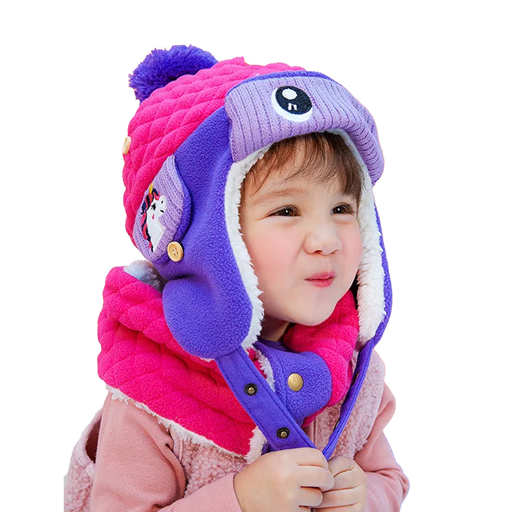 Little Surprise Box 3pcs Quilted Unicorn Theme Winter Cap, Mufflers and Gloves