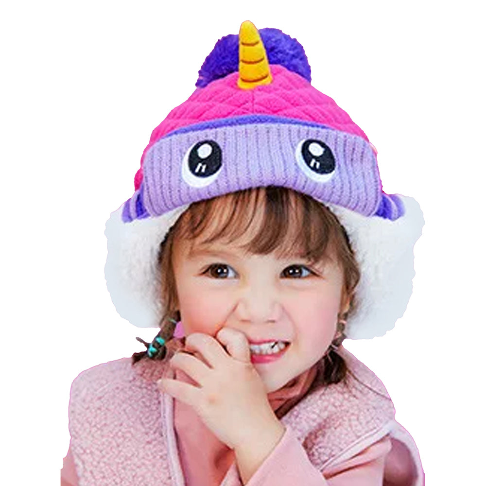 Little Surprise Box 3pcs Quilted Unicorn Theme Winter Cap, Mufflers and Gloves