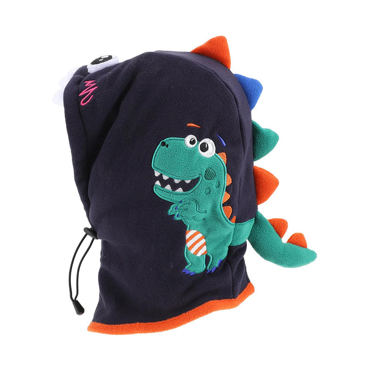 Little Surprise Box Blue Square Dino Fleece Winter Cap covering Mouth, Neck and Head for Minus degree Temperature