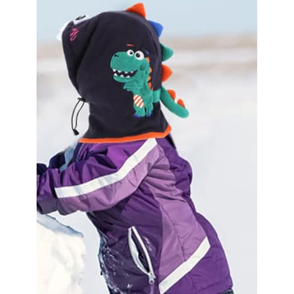 Little Surprise Box Blue Square Dino Fleece Winter Cap covering Mouth, Neck and Head for Minus degree Temperature