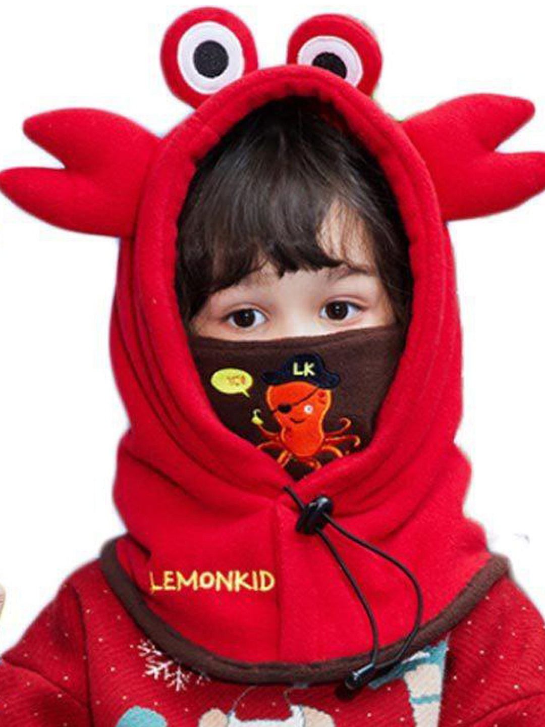 Little Surprise Box  3dCrab theme  Fleece Winter Cap covering Mouth, Neck and Head for Minus degree Temperature