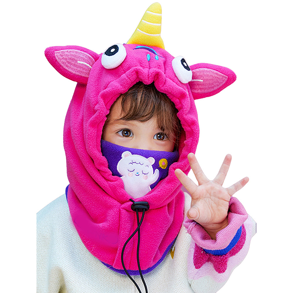 Little Surprise Box Bright Pink Uni Fleece Winter Cap covering Mouth, Neck and Head for Minus degree Temperature