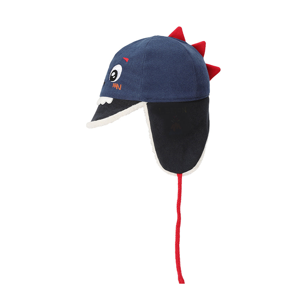 Little Surprise Box Ear Covering 3d Blue Dinosaur Winter Cap for Kids