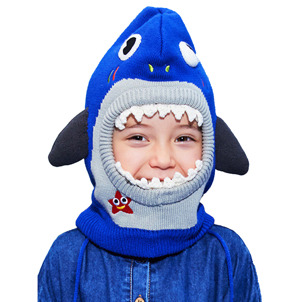 Little Surprise Box Knitted Starfish Shark  theme Winter Cap covering  Neck , Ears and Head for Minus degree Temperature