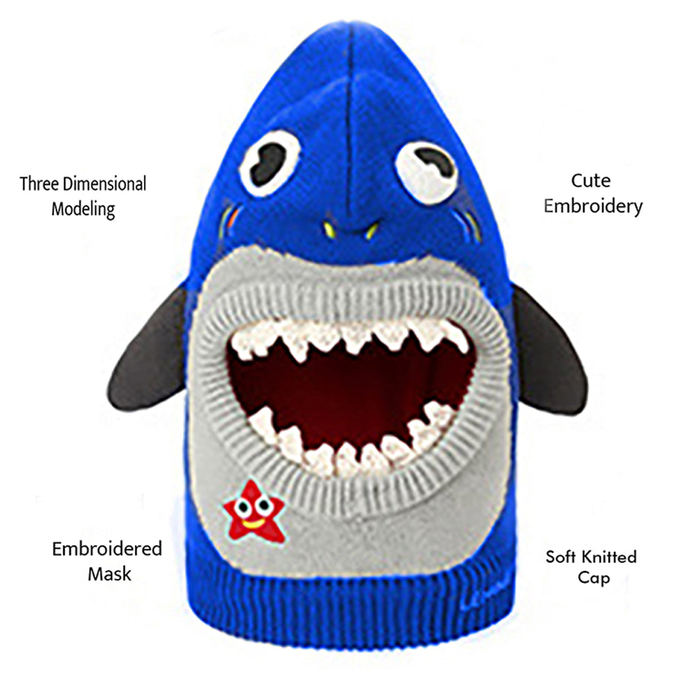 Little Surprise Box Knitted Starfish Shark  theme Winter Cap covering  Neck , Ears and Head for Minus degree Temperature