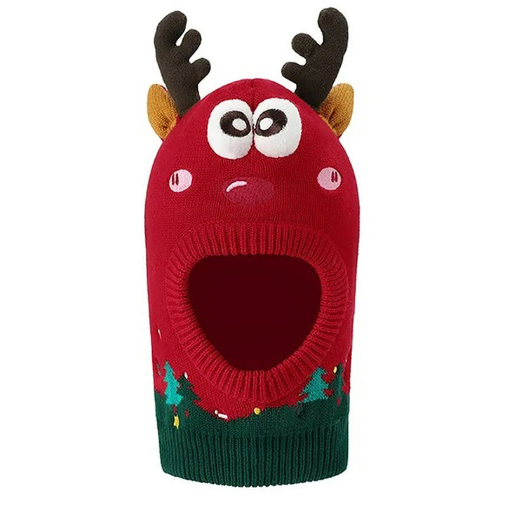 Little Surprise Box Knitted Christmas Reindeer theme Winter Cap covering  Neck , Ears and Head for Minus degree Temperature