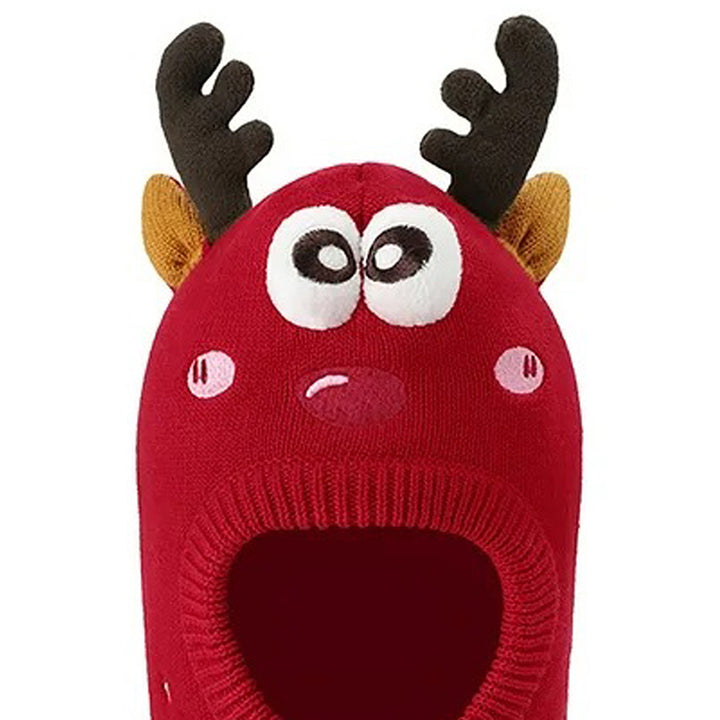 Little Surprise Box Knitted Christmas Reindeer theme Winter Cap covering  Neck , Ears and Head for Minus degree Temperature