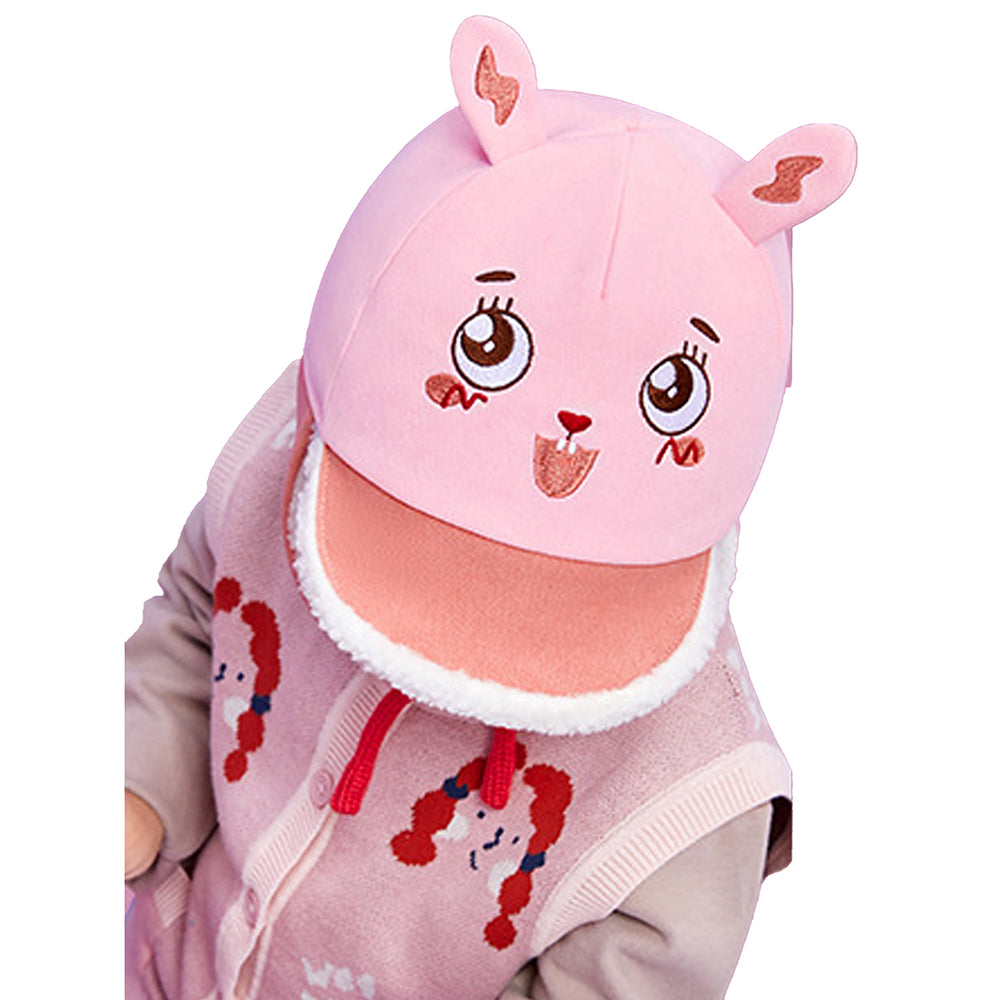 Little Surprise Box Ear Covering 3d Pink Rabbit Winter Cap for Kids